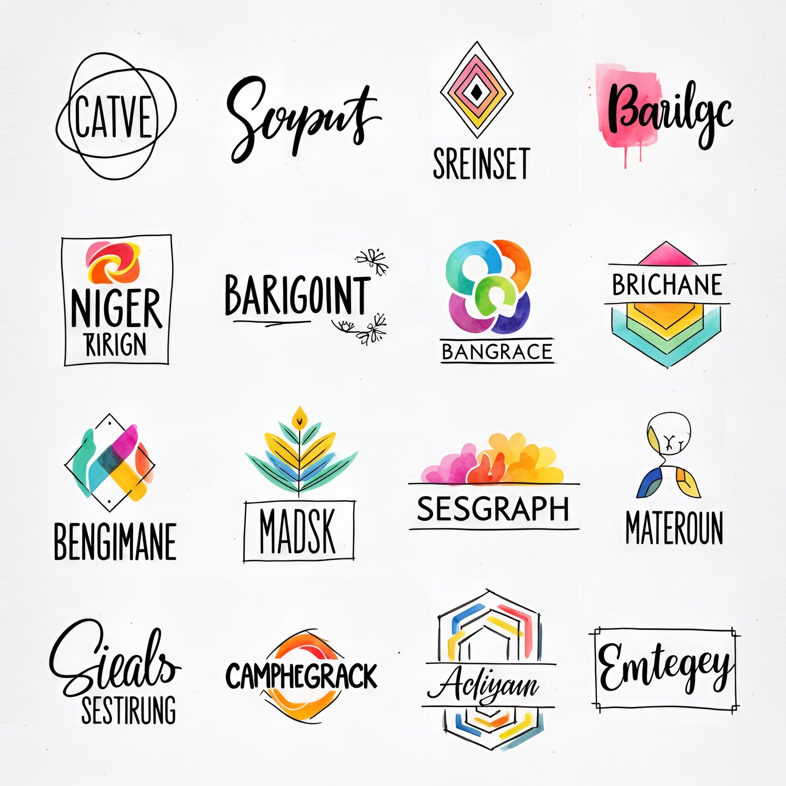 Farbige Logo-Skizzen